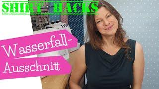 Tutorial Shirt mit Wasserfallausschnitt nähen | SHIRT HACKS | sew a drape cowl neck | mommymade