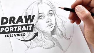 Portrait DRAWING Tutorial | Full Process with helpful VOICE OVER