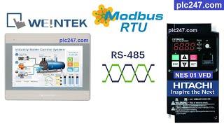 Weintek MT8071iE "Modbus RTU" Hitachi NE-S1 Tutorial