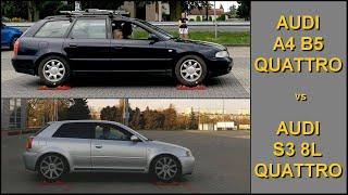 SLIP TEST - TORSEN vs HALDEX - Audi A4 B5 Quattro vs Audi A3 / S3 8L Quattro - @4x4.tests.on.rollers