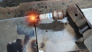 how else to use spark plug !!? spark plug electric welding, useful idea, soldering wire welding