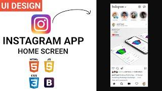 Instagram App UI Template - E01 - Home Screen | HTML CSS BOOTSTRAP Speed Coding