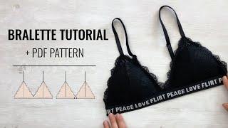 Easy Bralette DIY. PDF sewing pattern bralette.