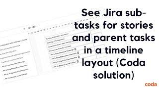 See Jira sub-tasks for stories and parent issues on the timeline in Coda - Jira integration