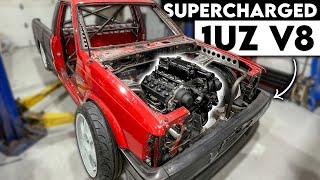 Mounting The SUPERCHARGED 1UZ In Drift Truck V2... It Barely Fits...