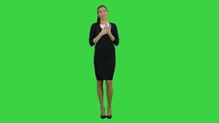 Green Screen | Chroma Key | smiling young woman in formal wear talking and gesturing | 4K | HD