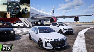 2023 BMW 7 Series | MAFIA GANG CONVOY | GTA 5 | Steering wheel gameplay