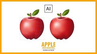 How to Create APPLE With Mesh Tool in Adobe Illustrator - Vector Tutorial