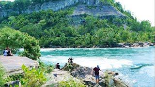 NIAGARA RIVER Hiking Whirlpool and Niagara Gorge Canada side with USA views 4K video