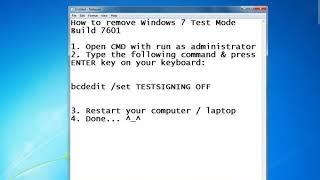 How to remove Windows 7 Test Mode Build 7601