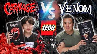 VENOM VS. CARNAGE LEGO RACE!!! Let There Be Carnage Helmet Battle Challenge!