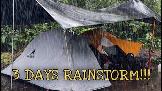 Super Long Heavy Rain with Thunderstorm‼️ 3 Days Camping in Heavy Rain with Thunderstorms‼️ ASMR
