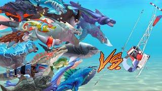 ALL HUNGRY SHARK EVOLUTION VS ENEMY HELICOPTER - Hungry Shark Evolution