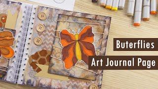 Butterfly Mixed Media Art Journal Page - Silent Journal With Me