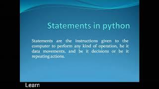python statements, types of statements in python