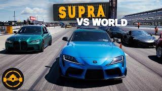 Tuned 550HP 2021 Toyota Supra vs BMW M3 (G80), C8 Corvette, Shelby GT500, C6 Z06, and TTRS Roll Race