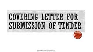 How to Write a Cover Letter for Tender Submission