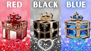 Choose your gift ||3 gift box challenge||2 good vs 1 bad|| Red, Black, Blue #3giftbox