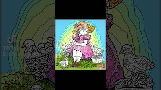 Девочка с цыплятами #пасха #процесс #разукрашка #раскраска #цыплята #coloring