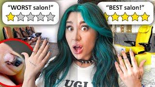 Going to THE WORST & BEST Rated NAIL SALONS IN MY CITY (one hand each)