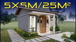  Plano de Casa 5x5 / Casa Económica / diseño de casa pequeñas y bonita 