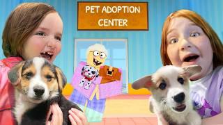 PUPPY ADOPTiON STORY!! Adley Niko & Navey visit the Pet Adoption Center then save the Zoo in Roblox