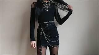 Grunge Goth Outfit #73 ~ Punk Design Shop Top   Sourpuss Clothing Studded Skirt360p