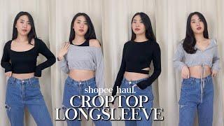 Shopee Haul CROP TOP LENGAN PANJANG mulai 50.000 aja!!