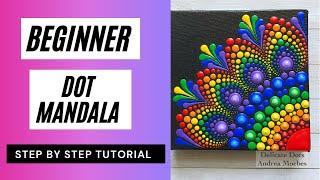 Rainbow dot mandala canvas painting Tutorial!