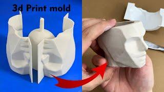 3d Printing mold to make head plaster pot planters