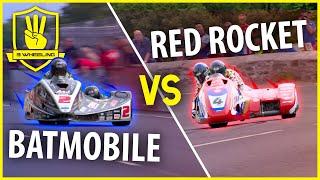 Isle of Man TT   BATMOBILE vs RED ROCKET   in High Powered Mountain Chase (TT 2018 Sidecar Race)