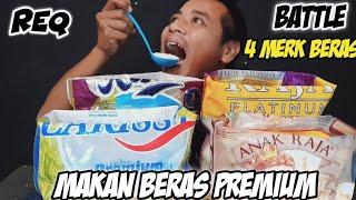 ASMR RAW RICE EATING||MAKAN BERAS PREMIUM LANGSUNG DI KARUNG||BATTLE BERAS PREMIUM||ASMR INDONESIA