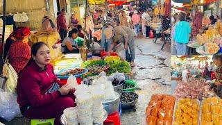 The Bustling Morning Market - Plentiful of Food, Delicacies Dessert, Fruits, Vegetables, Chicken