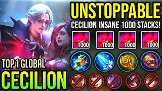 UNSTOPPABLE CECILION! 1000 STACKS, CECILION BEST BUILD 2020 | Top 1 Global Cecilion - Mobile Legends