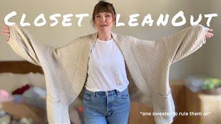 Trying on EVERY SWEATER I own *closet clean out + declutter* pt. 2