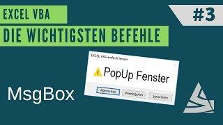 EXCEL VBA Die wichtigsten Befehle #3 - Meldungsfenster, MsgBox (PopUpFenster) / Einführung Excel VBA