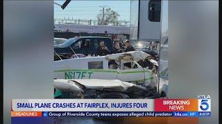 4 injured after small plane crashes at Pomona Fairplex