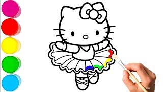 Hello Kitty Dancing Easy and Cute Drawing with Acrylic paint. @Afzaaldrawing