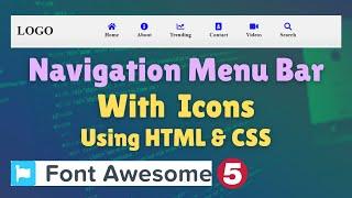 How to Create Menu Item With Icon and Text  | Navbar With Icons HTML CSS