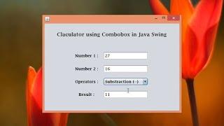 Calculator by using combobox in java