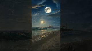 Ship by Moonlight & Masterpieces of European Art  #EuropeanArt #ShipByMoonlight #OilPainting