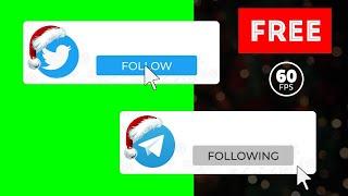 Telegram, Twitter Follow | Christmas button with sound | green screen, alpha channel | free 60 fps