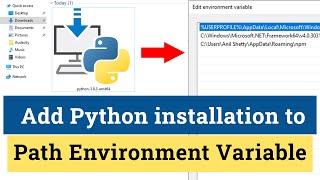 How to Add Python Installation location to Path Environment Variable in Windows Laptop Computer