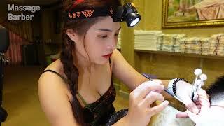 Vietnam Barber Shop ASMR Massage Face - Shave - Wash Hair with Beautiful Girl