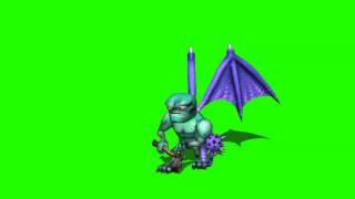 monster attack  in green screen