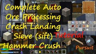 Tutorial Complete Auto Ore Processing & Sifting Crash Landing Minecraft, Both Sieve & Hammer