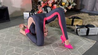 Contortion Stretching in Pink High Heels. Flexiblealesya. Back Bend and Triplefold. Flexshow.