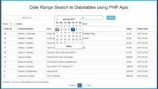 Date Range Search in Datatables using PHP Ajax