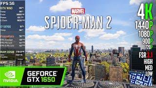 GTX 1650 | Marvel's Spider-Man 2 - 4K, 1440p, 1080p, 900p, 720p, FSR 3.1 + FG - High, Med, Low, VLow