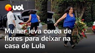 Mulher leva coroa de flores de enterro para a casa de Lula em São Paulo e é levada pela PF; veja